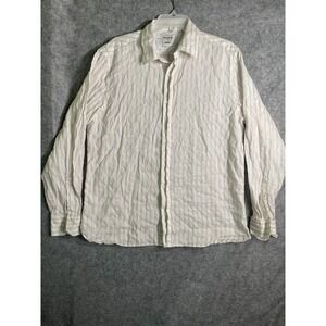 Murano Baird McNutt Irish Linen Shirt Mens Large White Tan Striped Button Down